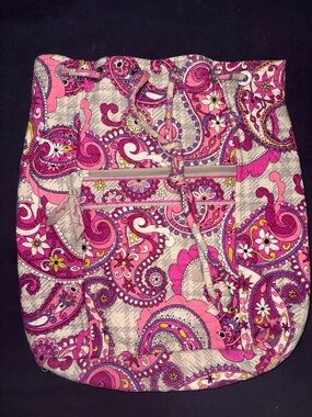 Pink Paisley Quilted Drawstring backpack Bag